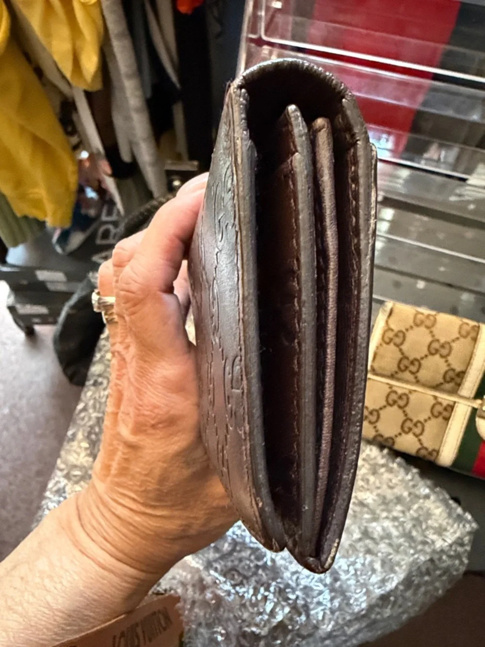 Gucci Dark Brown Embossed GG Continental Wallet. Authentic - Picture 8 of 13